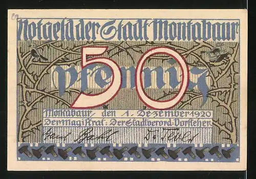 Notgeld Montabaur 1920, 50 Pfennig, Ortswappen, Burg