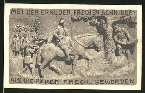 Notgeld Horn (Lippe) 1921, 50 Pfennig, Hermannsdenkmal, die Legionen ziehen in den Teutoburger Wald