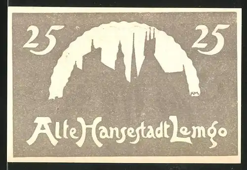 Notgeld Lemgo 1921, 25 Pfennig, Stadtansicht