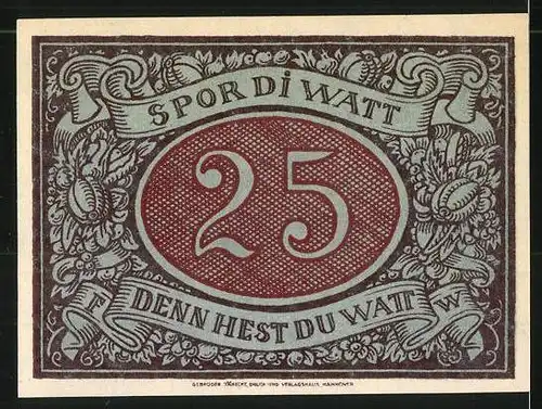 Notgeld Schneverdingen 1921, 25 Pfennig, Ornamente, Schuster bei der Arbeit
