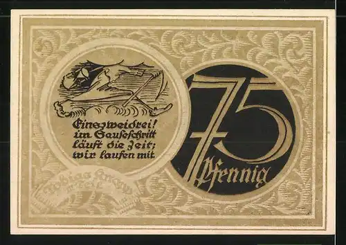 Notgeld Stolzenau 1921, 75 Pfennig, Geburtshaus des Dichters Wilhelm Busch