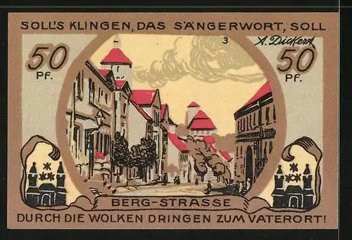 Notgeld Eilenburg 1921, 50 Pfennig, Porträt Franz Abt, Bergstrasse