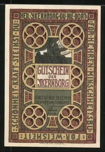 Notgeld Eckernförde-Ykernborg, 1921, 1 Mark, Eingang zur Universität