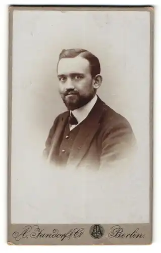 Fotografie A. Jandorf & Co., Berlin, Portrait junger Herr mit Bart