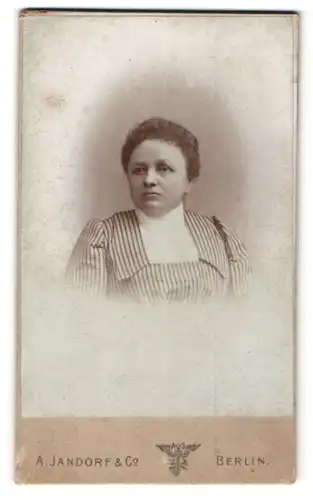 Fotografie A. Jandorf & Co., Berlin, Portrait Frau mit zusammengebundenem Haar