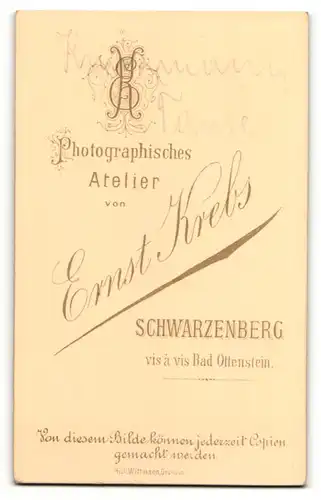 Fotografie Ernst Krebs, Schwarzenberg, Portrait Dame mit Kruzifix