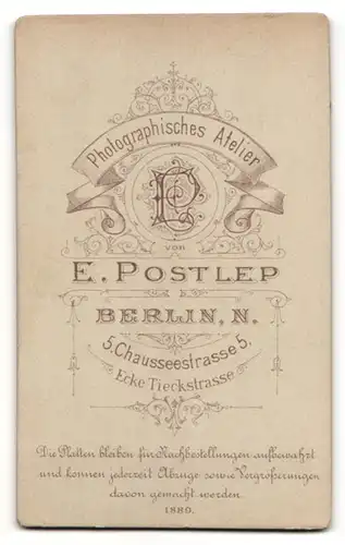 Fotografie E. Postlep, Berlin-N., Portrait Herr in Anzug