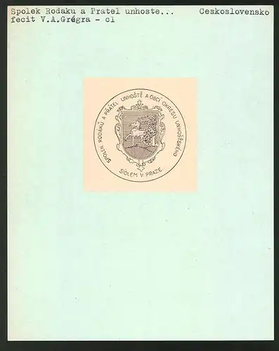 Exlibris Spolek Rodaku a Pratel Unhoste A Obci Okresu Unhostskeho, Sidlem V Praze, Wappen