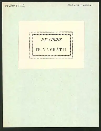 Exlibris Fr. Navratil, Namenszug gerahmte Ansicht