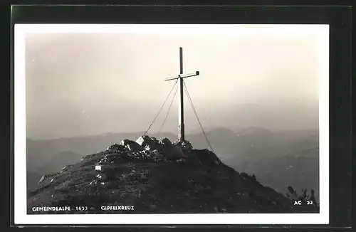 AK Gemeindealpe, Motiv vom Gipfelkreuz