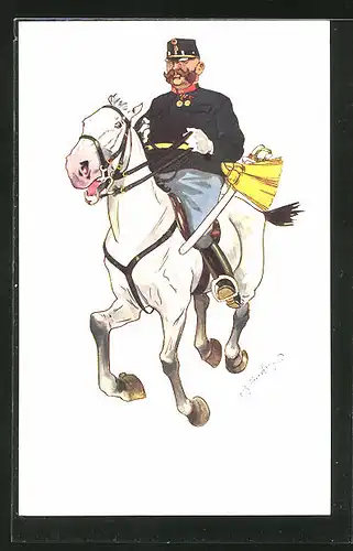 Künstler-AK Fritz Schönpflug: Soldat auf seinem Pferd