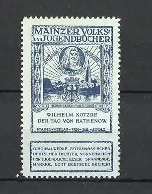 Reklamemarke Mainzer Volks- und Jugendbücher, Wilhelm Kotzde "Der Tag von Rathenow"