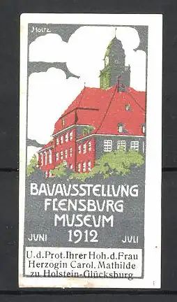 Künstler-Reklamemarke Holtz, Flensburg, Bauaustellung 1912, Schlossansicht