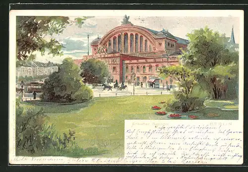 Lithographie Berlin-Kreuzberg, Partie am Anhalter Bahnhof