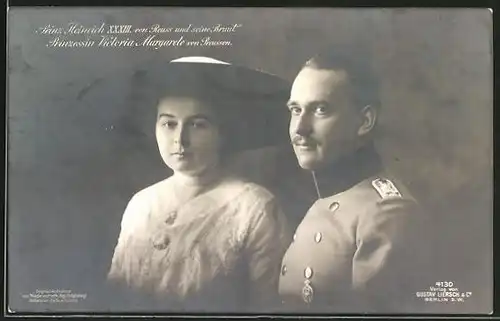 AK Prinz Heinrich XXXIII. von Reuss und seine Braut Prinzessin Victoria Margarete von Preussen