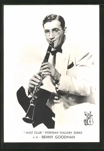 AK "Jazz Club" Portrait Gallery Series, Musiker Benny Goodman mit Klarinette
