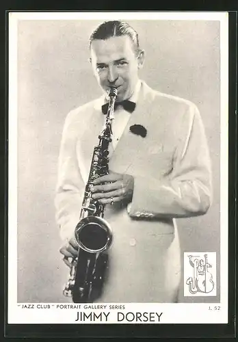 AK "Jazz Club" Portrait Gallery Series, Musiker Jimmy Dorsey mit seinem Saxophon