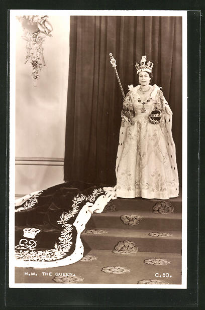 Ak Konigin Elizabeth Ii Von England Mit Den Kronungsinsignien Kronung Am 02 Juni 1953 Nr 8322852 Oldthing Ansichtskarten Adel Personlichke