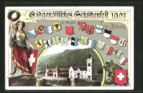 AK Zürich, Eidgenössisches Schützenfest 1907, Festhalle