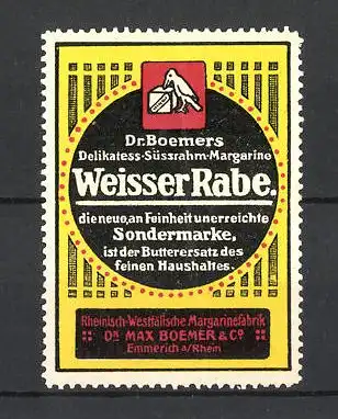 Reklamemarke Dr. Boemers "Weisser Rabe" Delikatess-Margarine