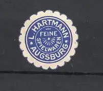 Reklamemarke Feine Spielwaren von L. Hartmann Augsburg