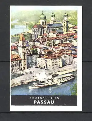 Reklamemarke Passau, Ortsansicht mit Dampfer