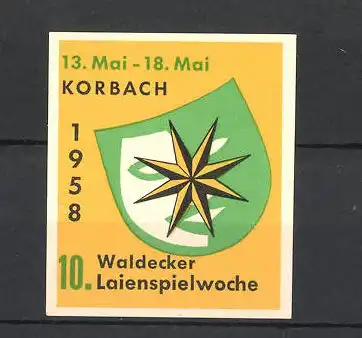 Reklamemarke Korbach, 10. Waldecker Laienspielwoche 1958, Logo mit Stern