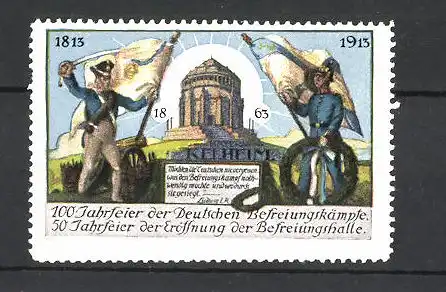 Reklamemarke Befreiungskriege, 100 Jahrfeier 1813-1913, Befreiungshalle