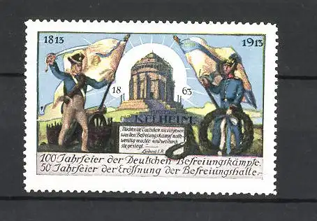 Reklamemarke Befreiungskriege, 100 Jahrfeier 1813-1913, Befreiungshalle Kelheim