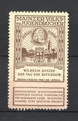 Reklamemarke Mainzer Volks- und Jugendbücher, Wilhelm Kotzde "Der Tag von Rathenow"