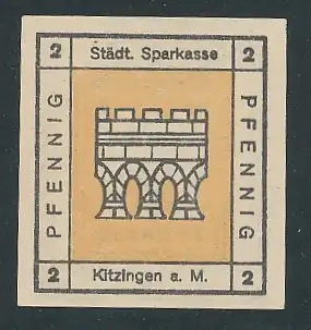 Notgeld Kitzingen a. M. 1920, 2 Pfennig, Stadtwappen