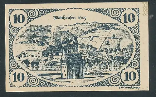 Notgeld Mauthausen, 10 Heller, Ortsansicht