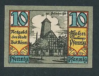 Notgeld Bad Kösen 1921, 10 Pfennig, Solschachtl und Wappen