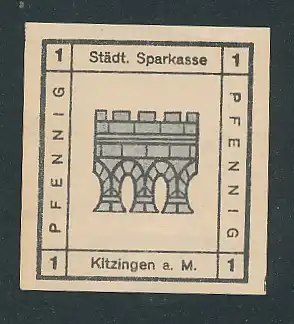 Notgeld Kitzingen a.M. 1920, 1 Pfennig, Stadtwappen
