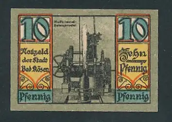 Notgeld Bad Kösen 1921, 10 Pfennig, Hufeland-Solesprudel, Wappen
