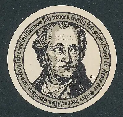 Notgeld Eckartsberga 1921, 50 Pfennig, Porträt von Goethe