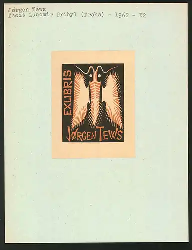 Exlibris von Lubomir Pribyl für Jorgen Tews, Falter, Schmetterling