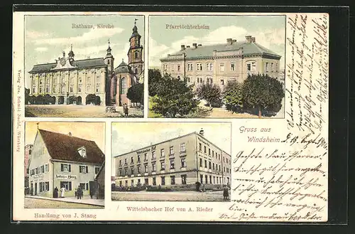 AK Windsheim, Hotel Wittelsbacher Hof, Handlung von J. Stang