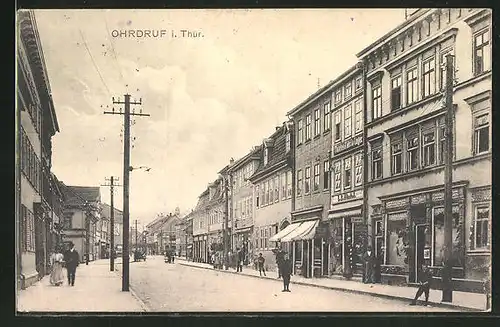 AK Ohrdruf i. Thür., Marktstrasse mit Geschäften