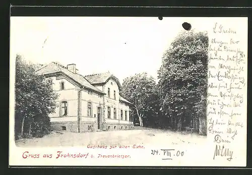 AK Frohnsdorf b. Treuenbrietzen, Strassenpartie am Gasthaus zur alten Eiche