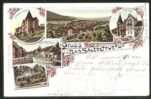 Lithographie Bad Salzdetfurth, Villa Thiele, Logirhaus, Kinderheilanstalt