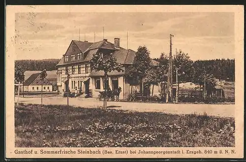 AK Johanngeorgenstadt i. Erzgeb., Gasthaus und Sommerfrische Steinbach, Besitzer Ernst