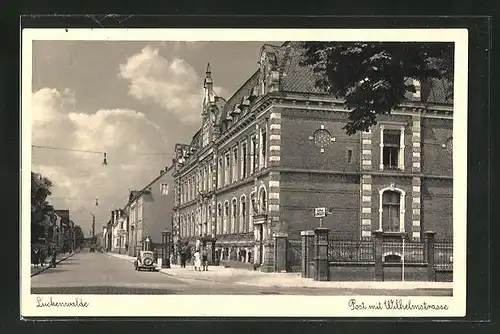 AK Luckenwalde, Post mit Wilhelmstrasse