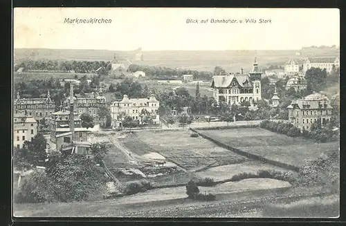 AK Markneukirchen, Blick auf Bahnhofstrasse und Villa Stark