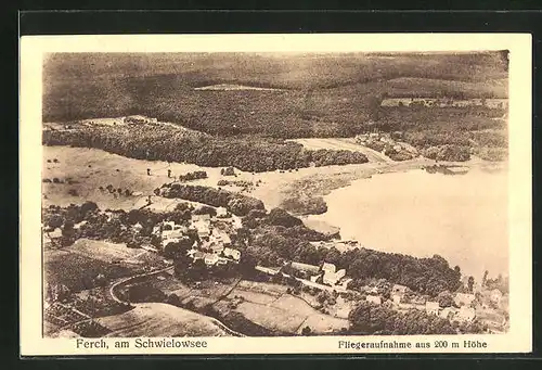 AK Ferch a. Schwielowsee, Fliegeraufnahme von Dorf und See
