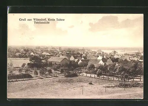 AK Wünsdorf / Krs. Teltow, Blick auf das Dorf und den Wünsdorfer See