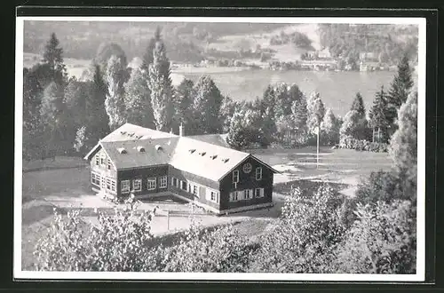 AK Landskron a. Ossiacher See, Haus Landskron, Evang. Jugendheim aus der Vogelschau