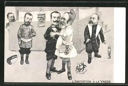 AK Zar Nikolaus II. von Russland und König Edward VII. von England beobachten den König von Griechenland beim Tanz