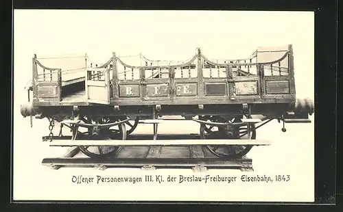 AK Offener Personenwagen III. Kl. der Breslau-Freiburger Eisenbahn, 1843