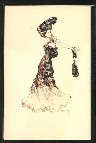 Künstler-AK Ferdinand von Reznicek: Elegant gekleidete Dame